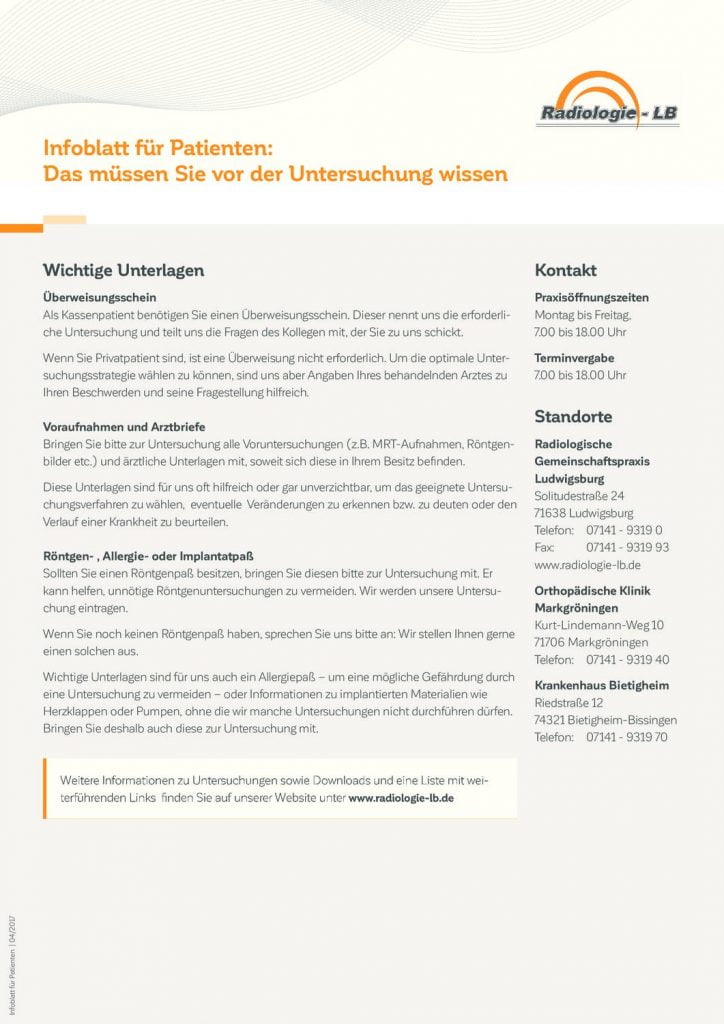 Patienteninfo Untersuchung