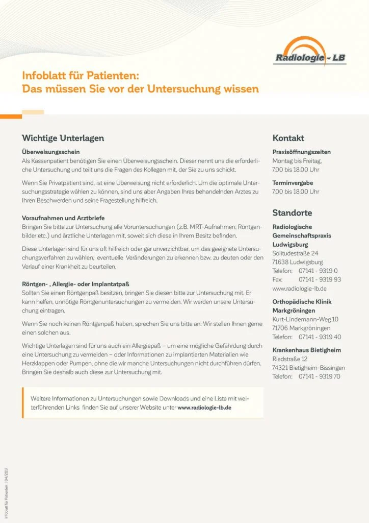 Patienteninfo Untersuchung