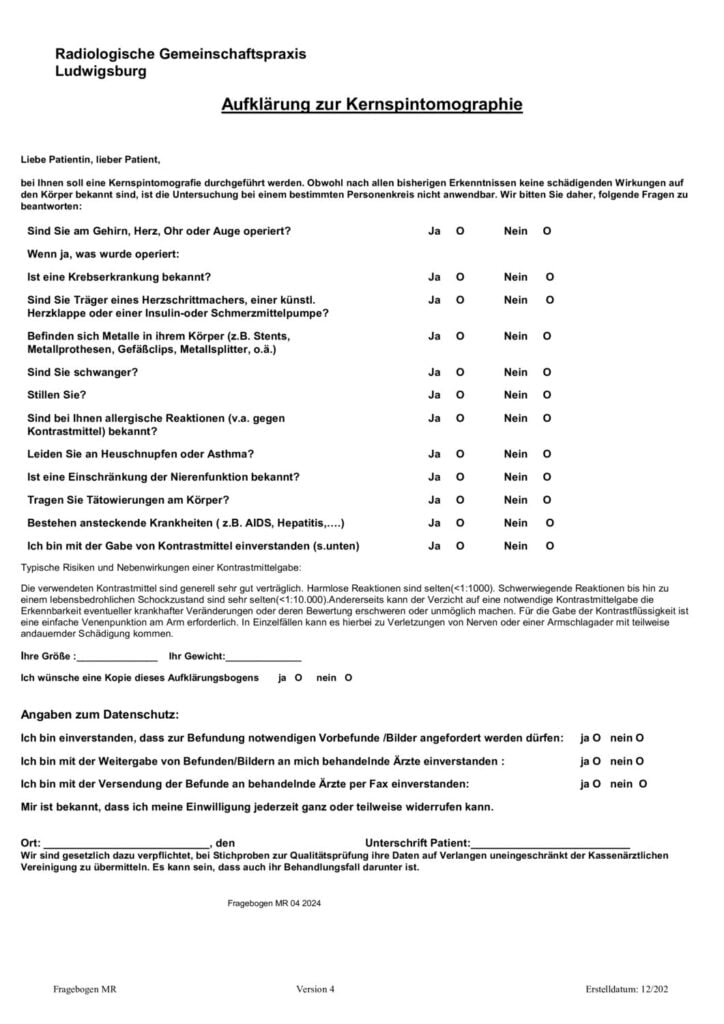 Aufklärung MRT
