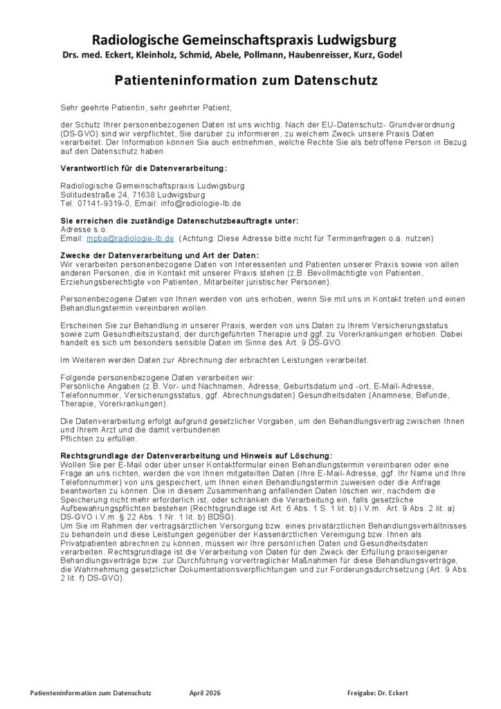 Patienteninfo Datenschutz